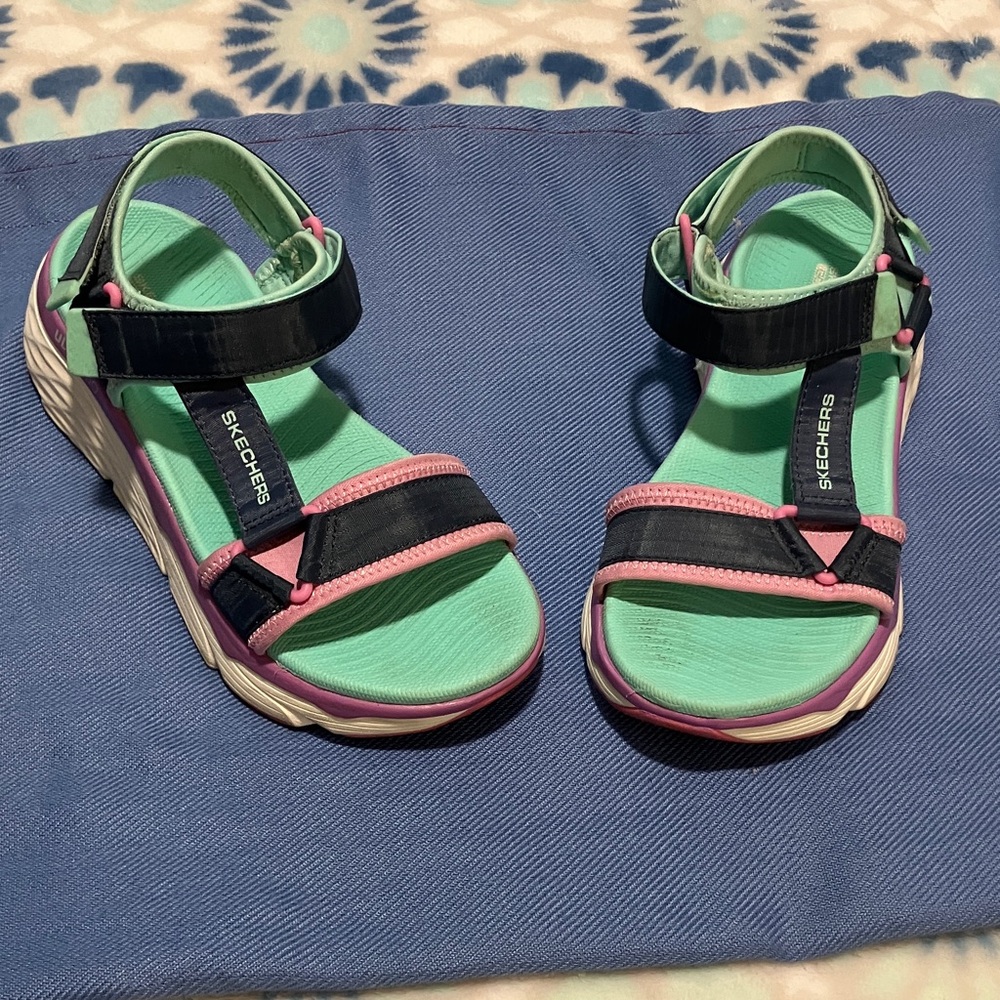 Skechers Black/Pink/Green Goga Mat Sport Sandals